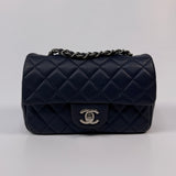 Chanel Mini Rectangle Flap Bag In Navy Lambskin With SHW