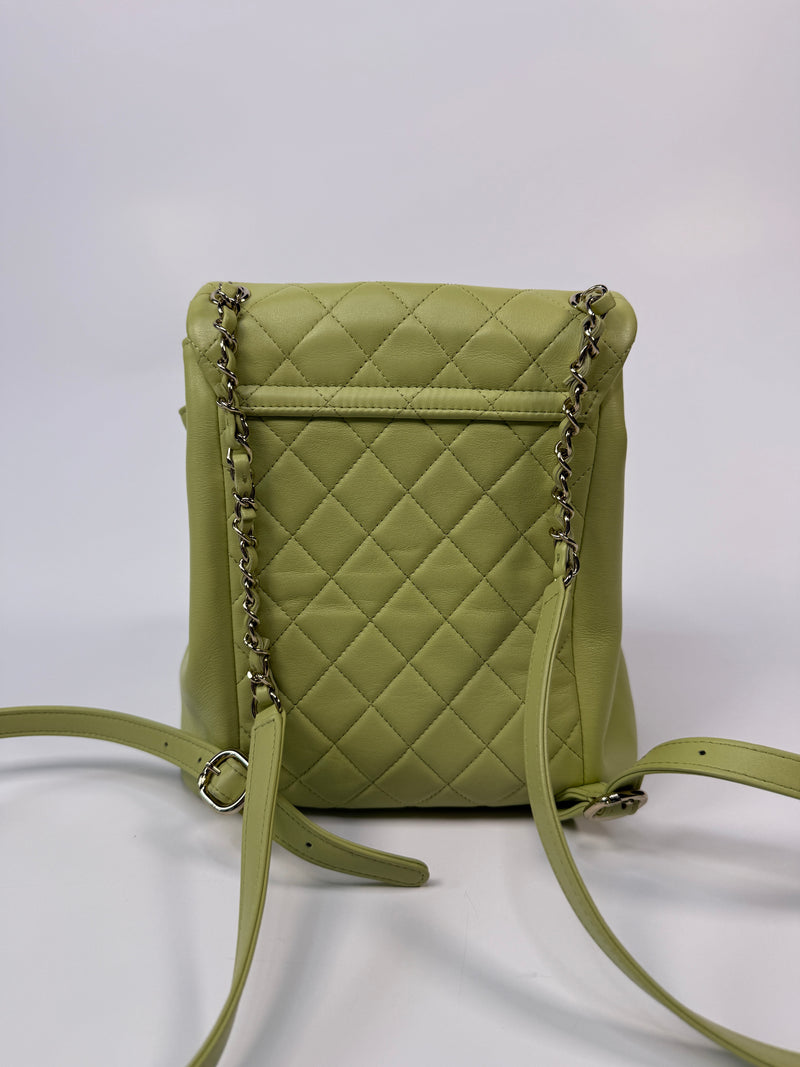 Chanel Duma Backpack In Green Calfskin Leather With PGHW