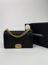 Chanel Boy Bag Medium In Black Lambskin GHW
