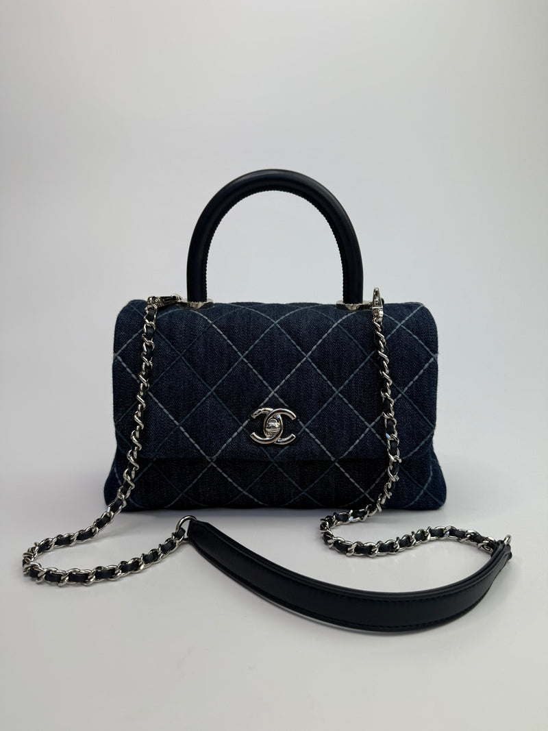 Chanel Small Coco In Denim Canvas With SHW
