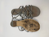 Chanel Camellia Sandals In Grey Leather Size 39.5/UK6.5