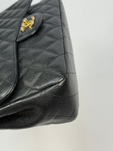 Chanel Classic Jumbo Single Flap In Black Caviar Leather With GHW
