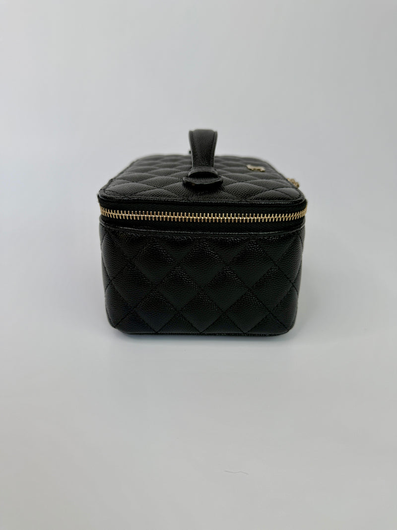 Chanel Vanity Case In Black Caviar Leather With GHW