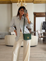 Celine Classique Medium Triomphe Bag In Green Calfskin
