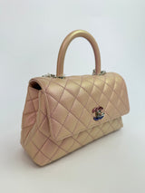 Chanel Small Coco In Iridescent Pink Caviar With Rainbow Hardware