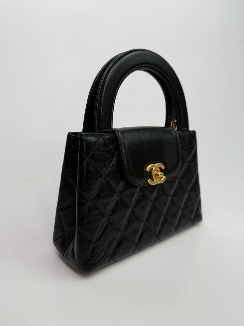 Chanel Mini Kelly Bag In Black Calfskin Leather GHW