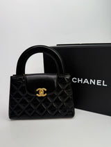 Chanel Mini Kelly Bag In Black Calfskin Leather GHW