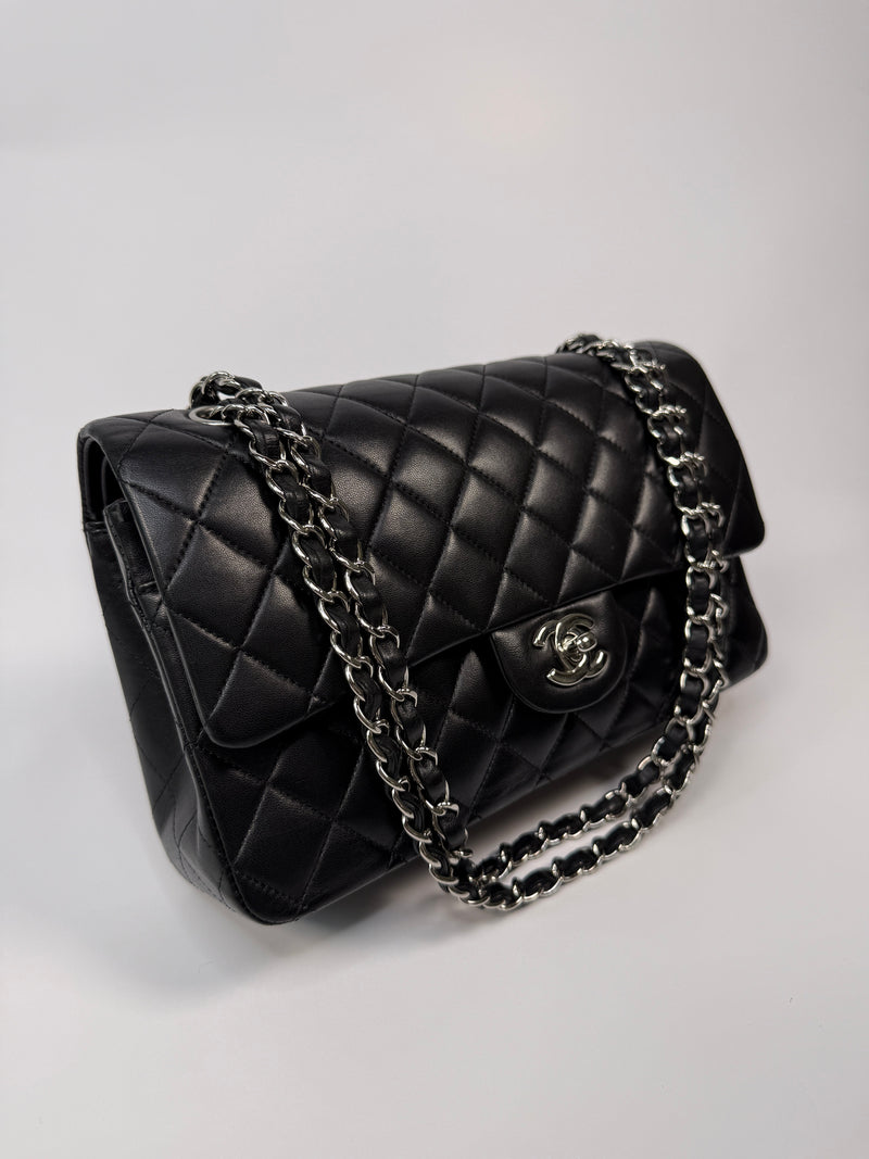 Chanel Medium Classic Double Flap Black Lambskin Leather With SHW