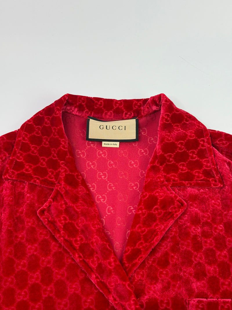 Gucci GG Devoré-velvet shirt and Trouser Set (Size 44/UK12)