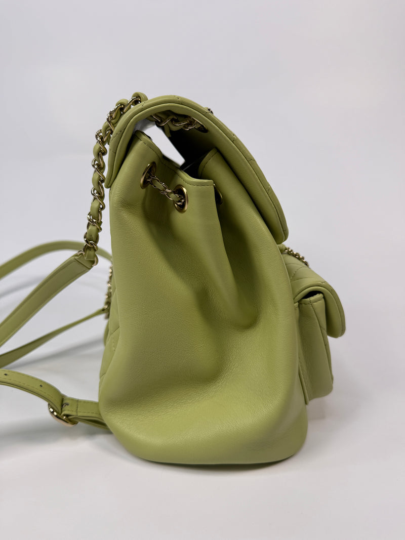 Chanel Duma Backpack In Green Calfskin Leather With PGHW