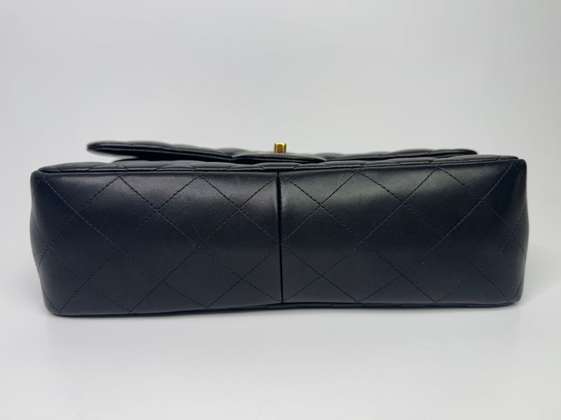 Chanel Black Lambskin Leather Jumbo Classic Double Flap GHW