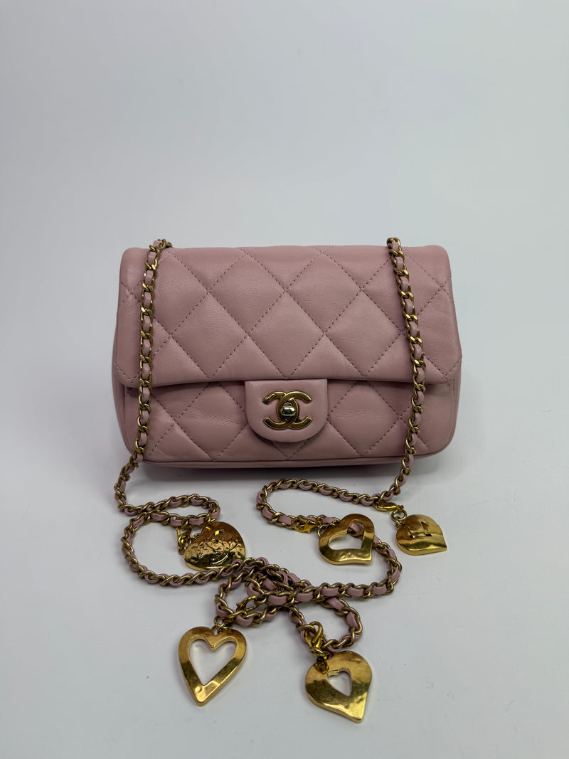 Chanel Mini Heart Charms Flap Antique Gold Hardware