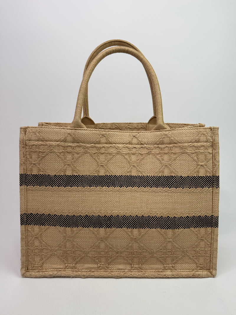 Christian Dior Medium Raffia Cannage Book Tote