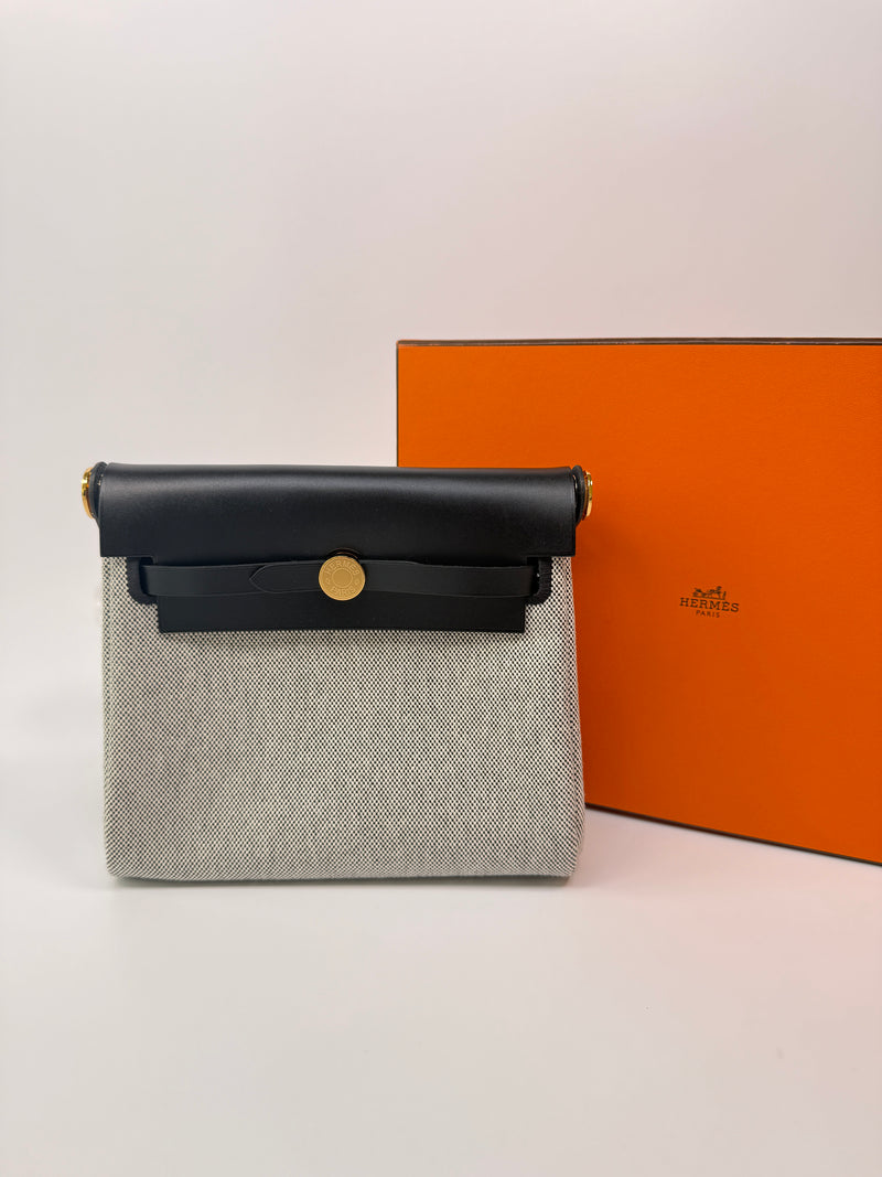 Hermès Herbag Zip 20 Ecru Beige Viking Canvas and Nior Vache GHW