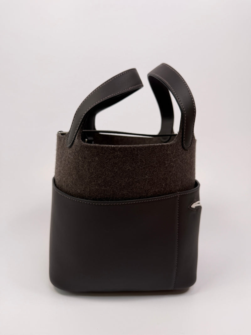 Hermès Picotin 18 Special Edition in Ebene Swift and Gris Wool Felt