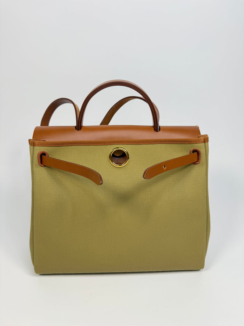 Hermès Herbag 31 Zip Retourne Poussiere / Fauve With GHW