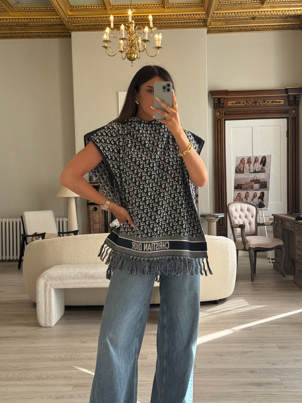 Christian Dior Navy Oblique Poncho