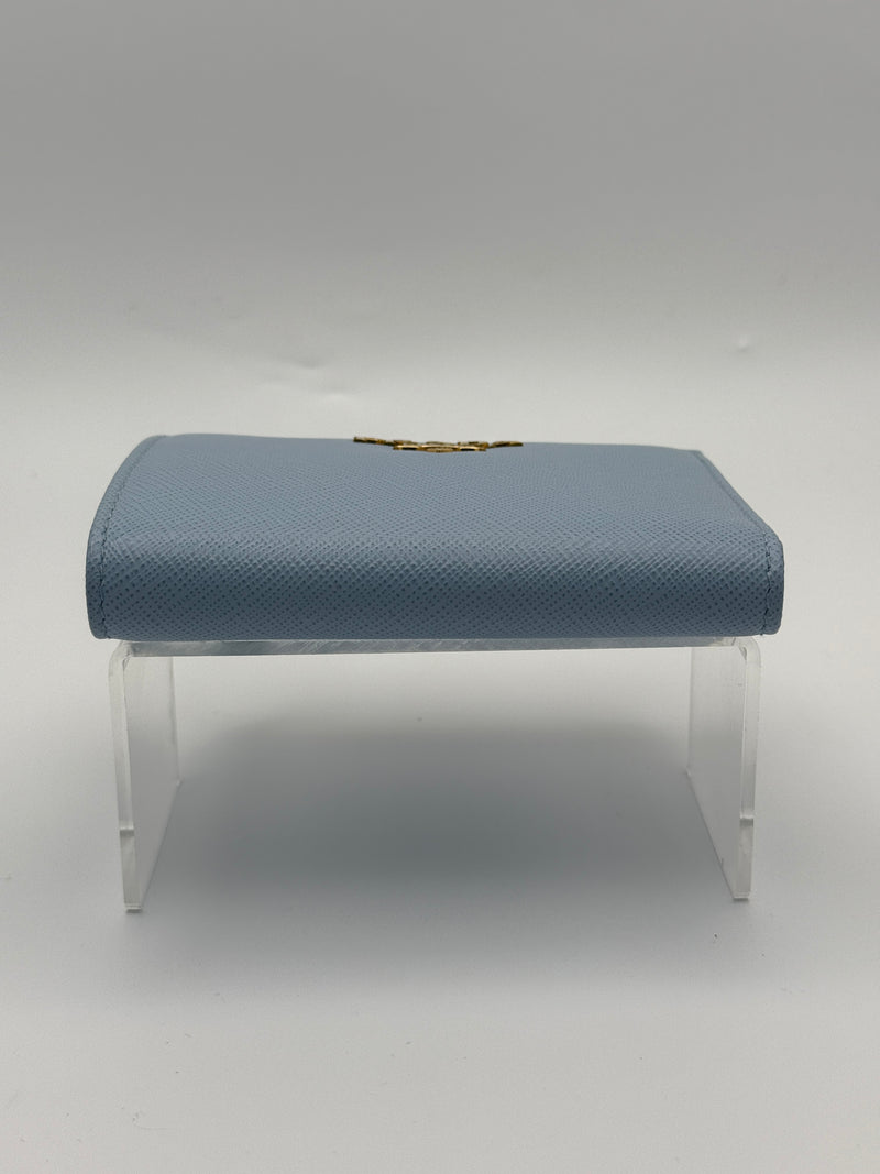 Prada Small Wallet In Pale Blue Saffiano Leather