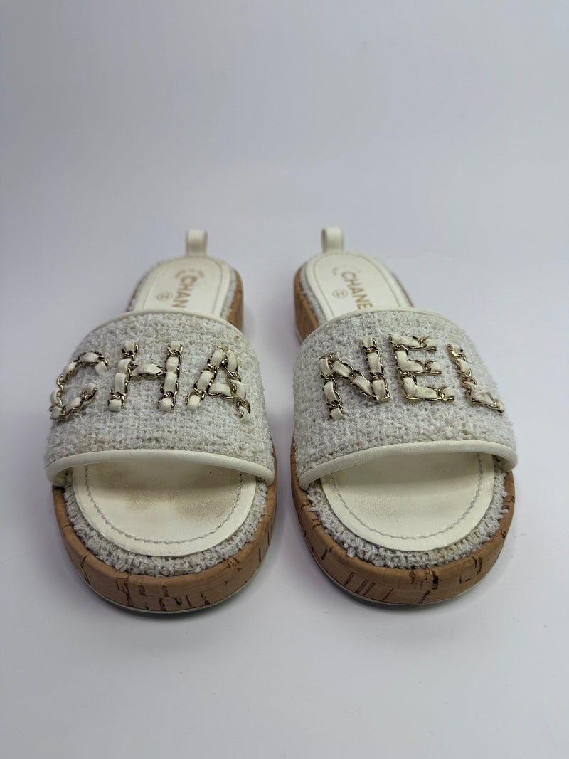 Chanel CC Tweed Mules (Size 40.5/UK7.5)