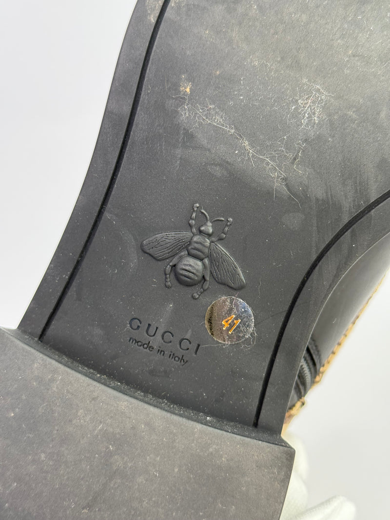 Gucci Logo Plaque Monogram Panelled Ankle Boots (Size 41/UK7)