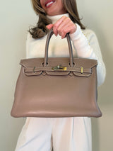 Hermès Birkin 30 In Etoupe Clemence Leather With PHW