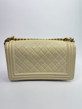 Chanel Boy Bag Medium In Cream Lambskin GHW