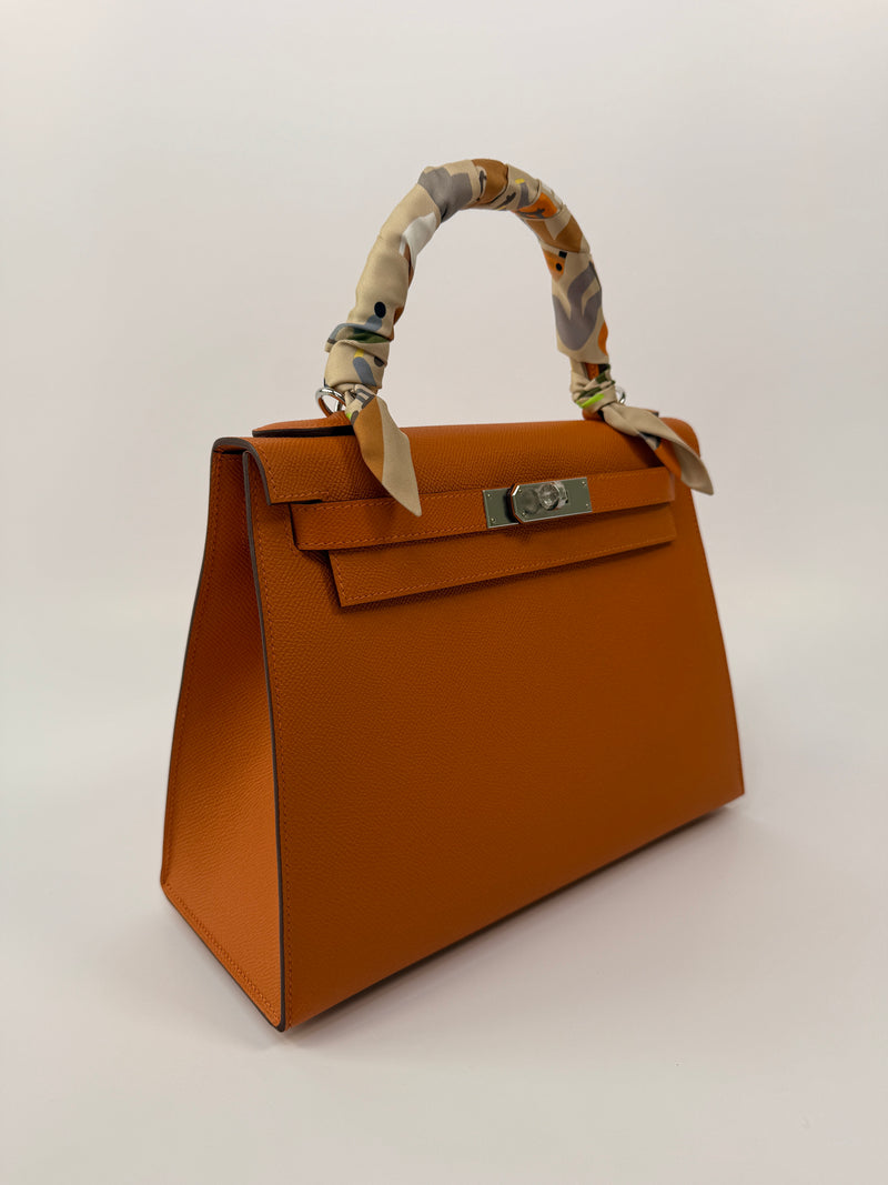 Hermès Kelly 28 In Orange Epsom Leather With PHW