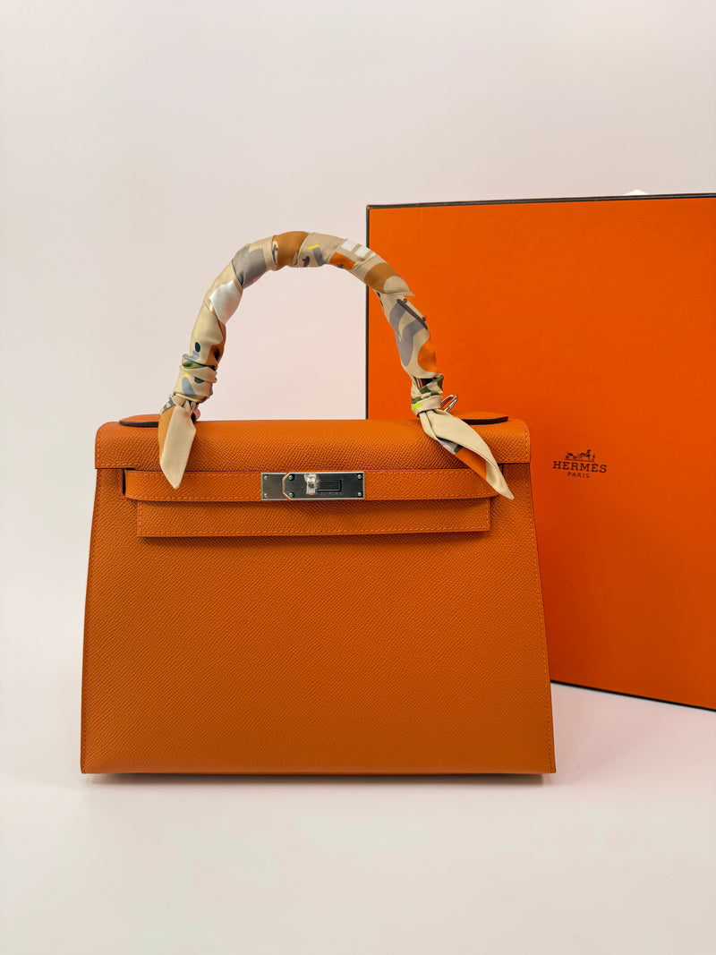 Hermès Kelly 28 In Orange Epsom Leather With PHW