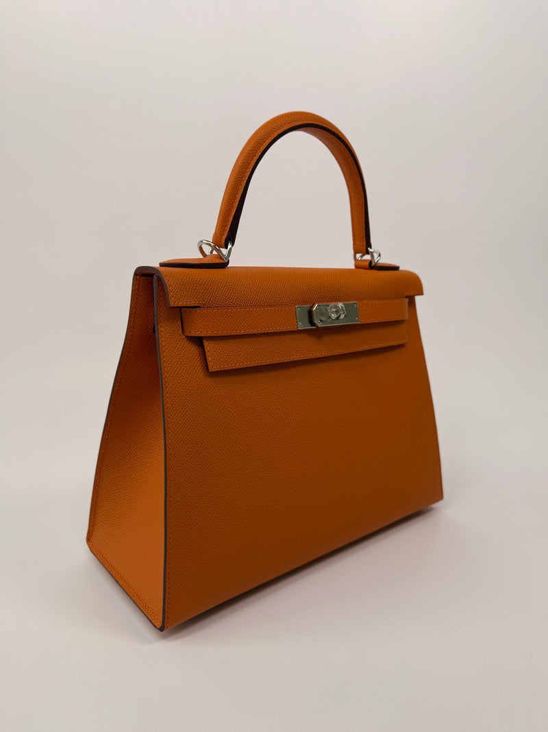 Hermès Kelly 28 In Orange Epsom Leather With PHW
