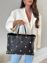 Valentino Garavani Grained Calfskin Quilted Large Roman Stud Tote