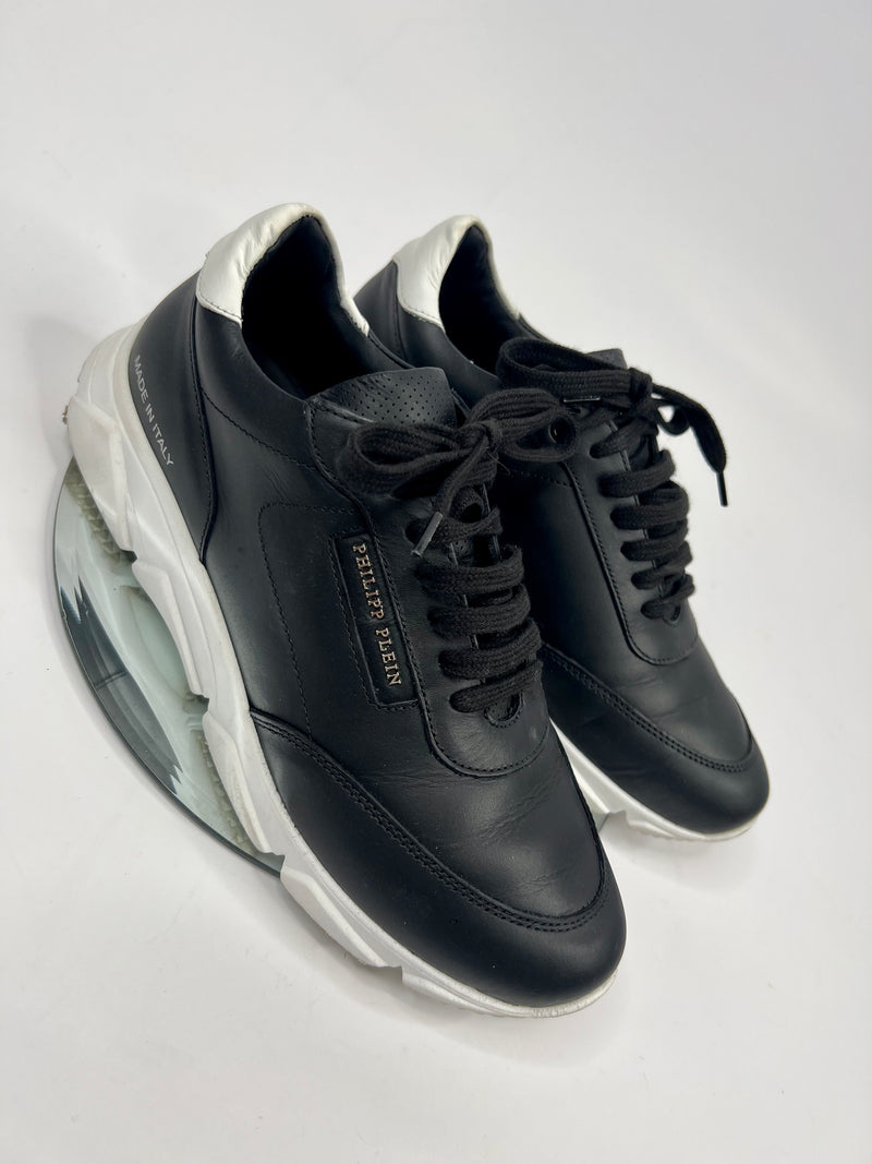 Phillip Plein Black Leather Low Top Trainers (Size 38 /UK 5)