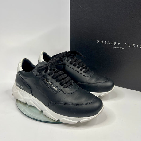 Phillip Plein Black Leather Low Top Trainers (Size 38 /UK 5)